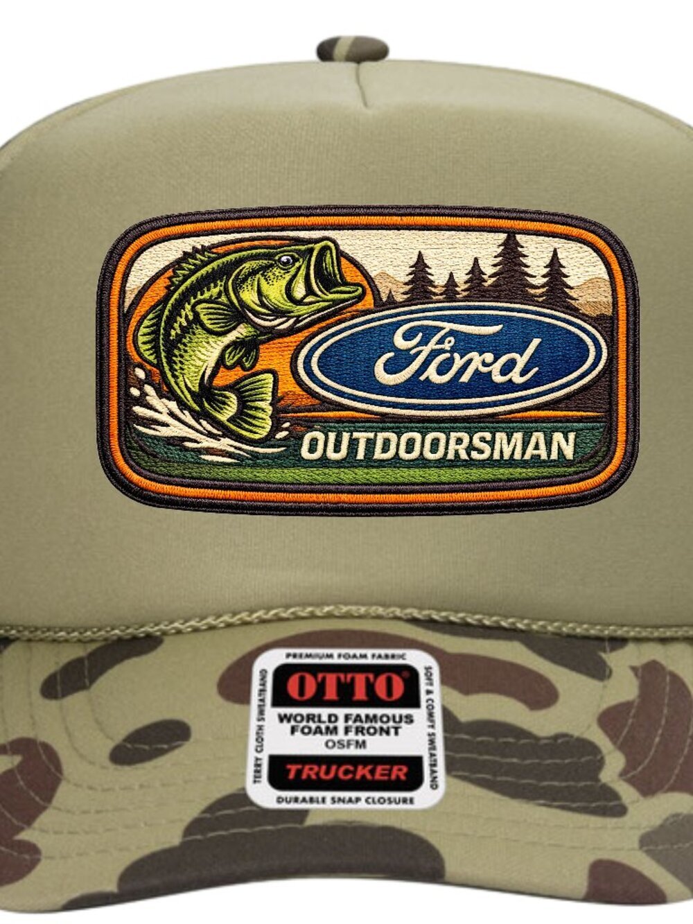 Ford Outdoorsman Faux Embroidered Patch Foam Trucker Hat Mesh Snapback